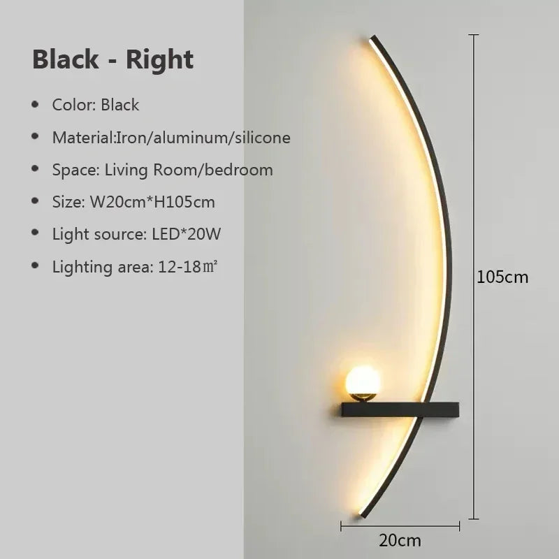 Modern Led Simple Art Bedroom Bedside Wall Lamp