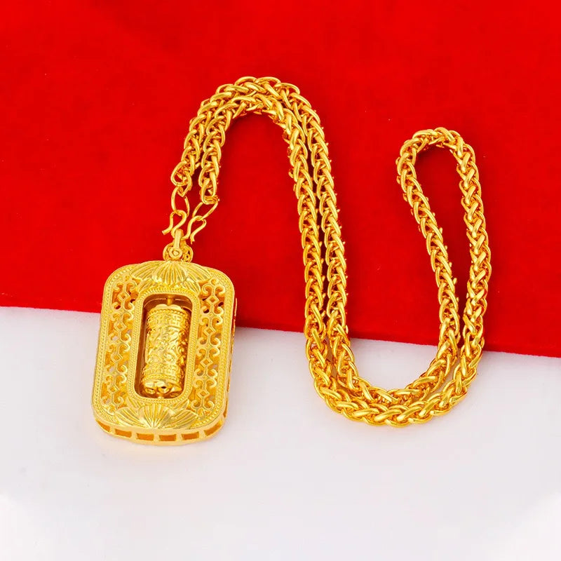 24k Real Gold Men Necklace Guan Gong Guanyin