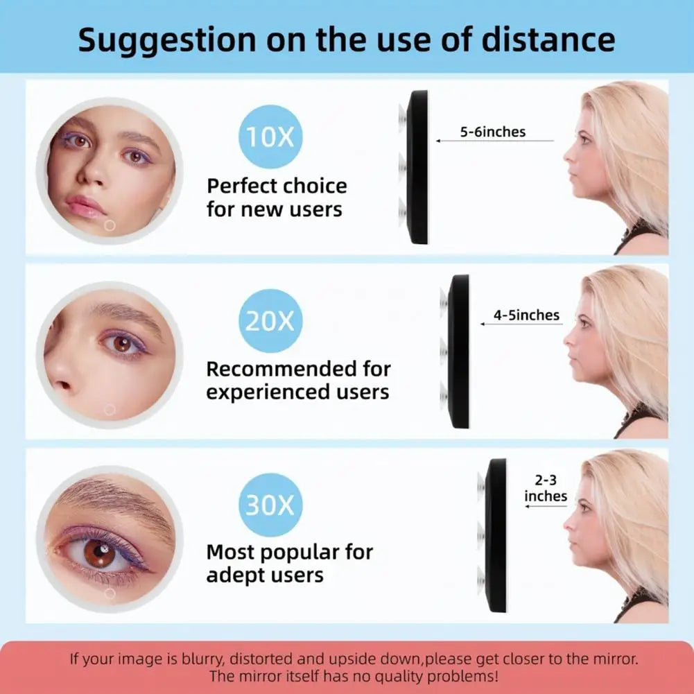 10cm 30x Magnifying Mirror Tweezers Travel Led Makeup