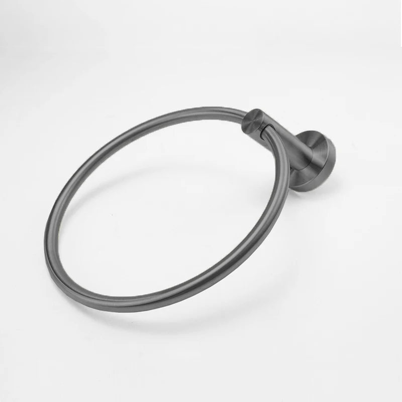 Grey Bathroom Hardware Kit Stainless Steel Round Wall