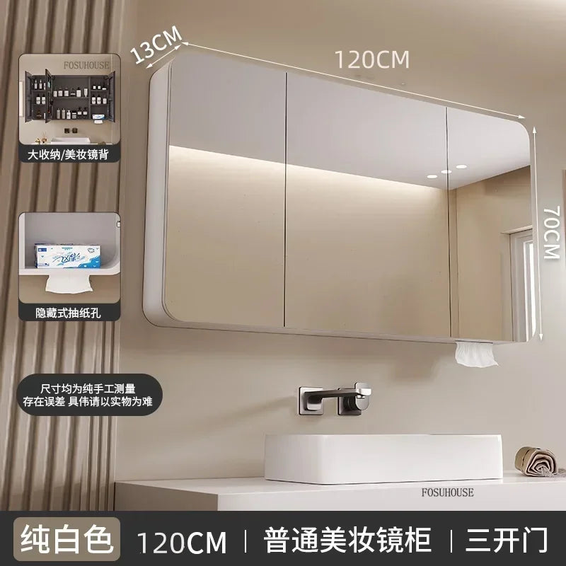 Minimalist Modern Arc-Shaped Smart Bathroom Mirror Cabinets