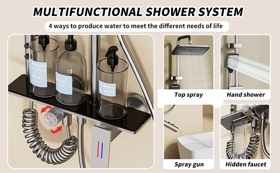 Bathroom Shower Faucet Complete Rain Shower Black Faucet