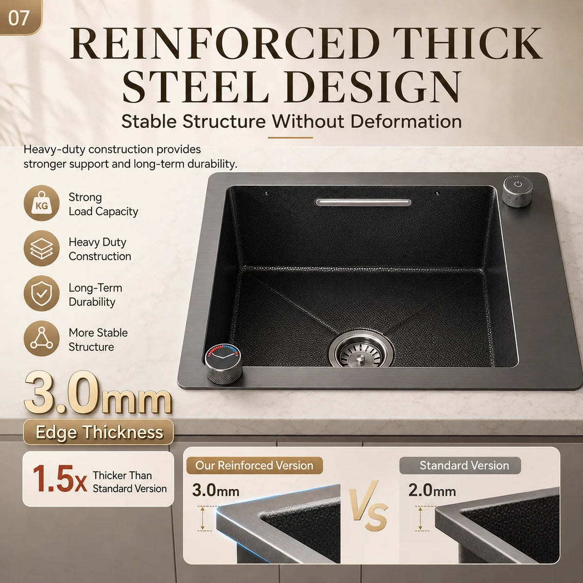 Modern Luxury Waterfall Sink Sus304 Stainless Steel Hidden