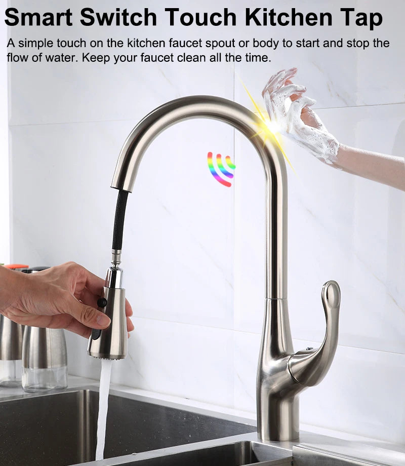 Brushed Nickel Touch On Faucet Quality Brass Cold