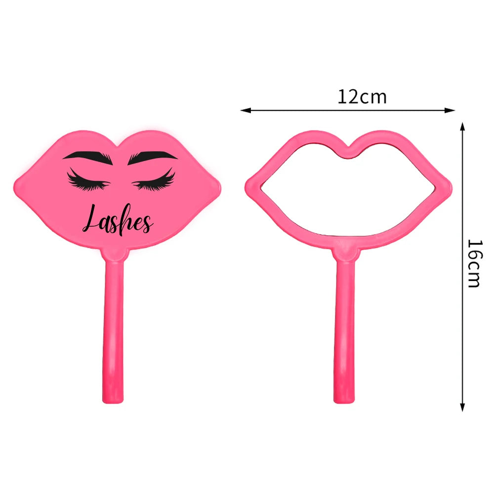 Pc Lip Shape Handheld Makeup Mirror Lash Tech
