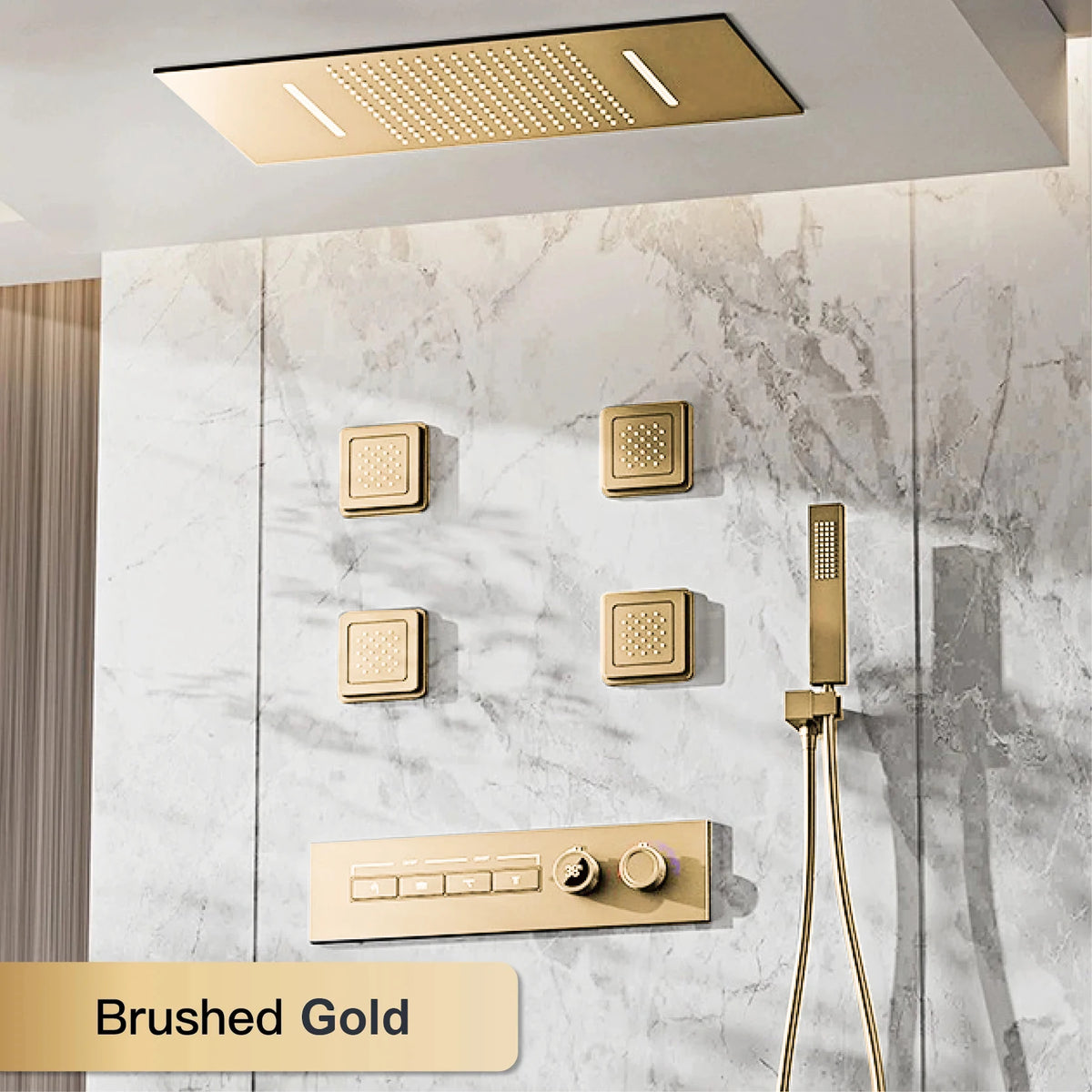 Luxury Gun Gray Brass Shower System Ceiling Design