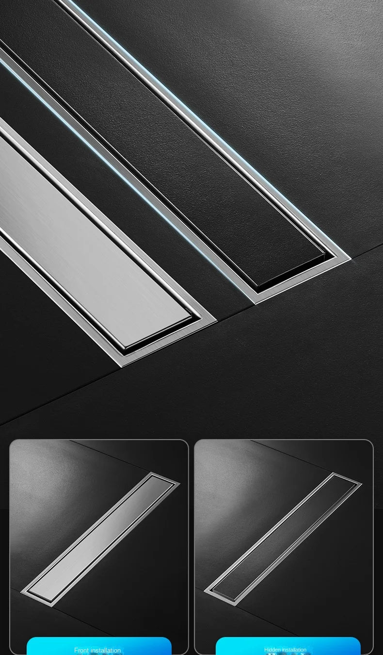 Invisible Tile Floor Drain Brshed Gold Black 304