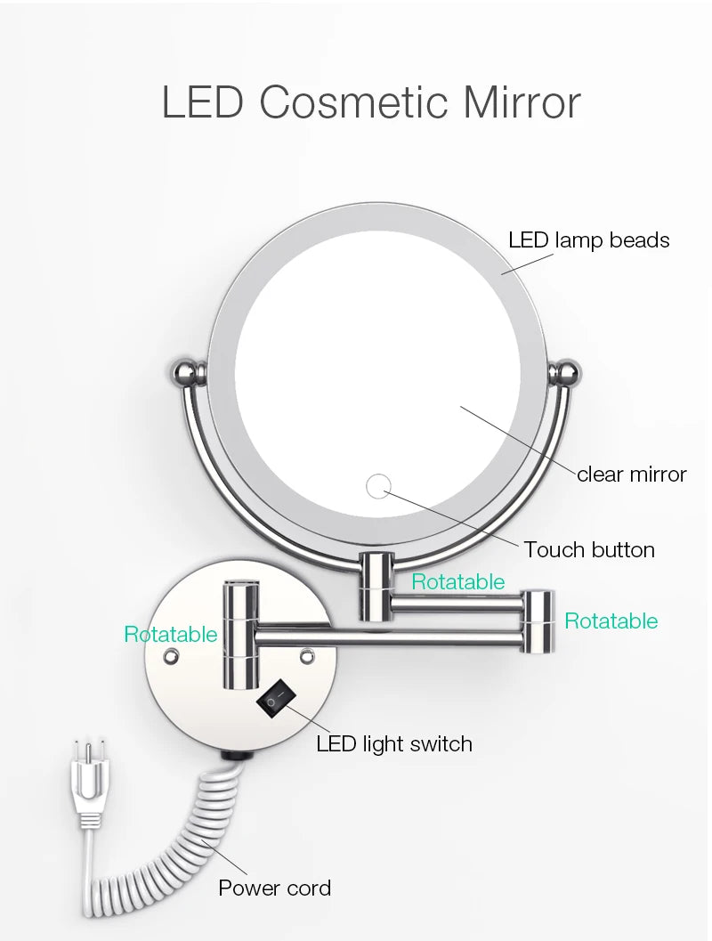 Brushed Gold Led Bathroom Mirrors Quality Brass Folding