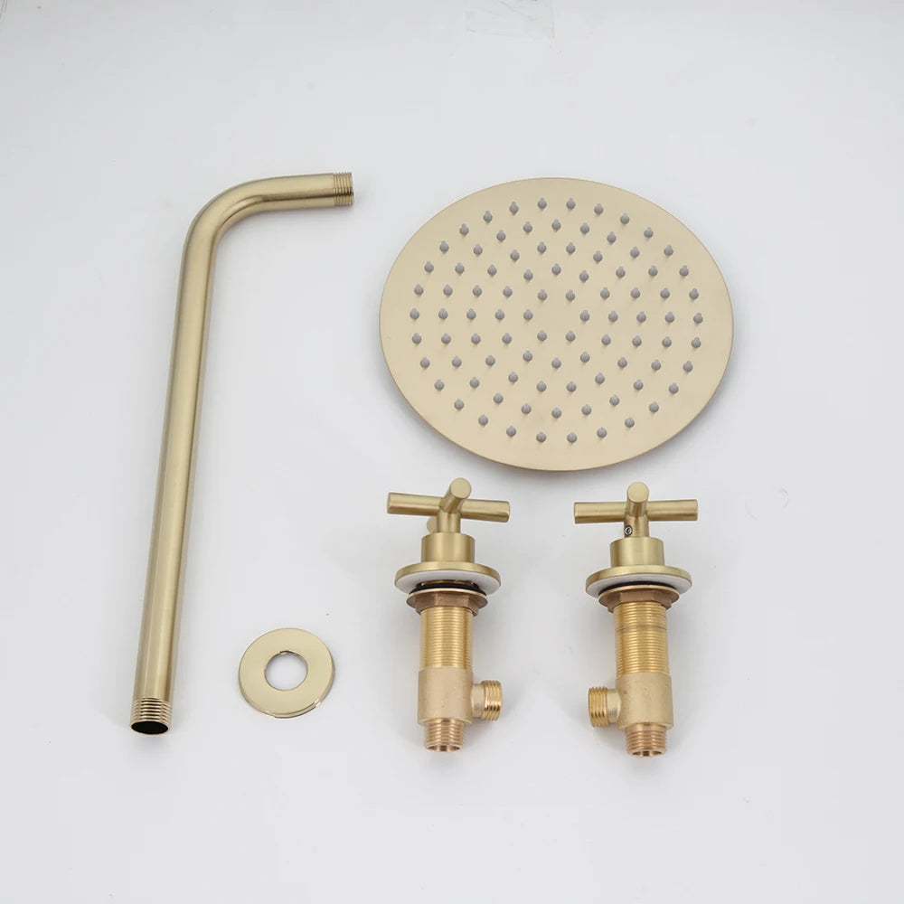 Jieni Inch Brushed Gold Rainfall Shower Faucet Sets