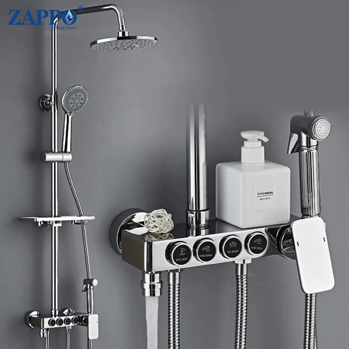 Zappo White Gold Digital Shower Brass Bathroom Fixture