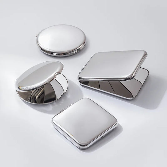 Foldable Makeup Mirror Double-Sided Mirror Stainless Steel Pocket