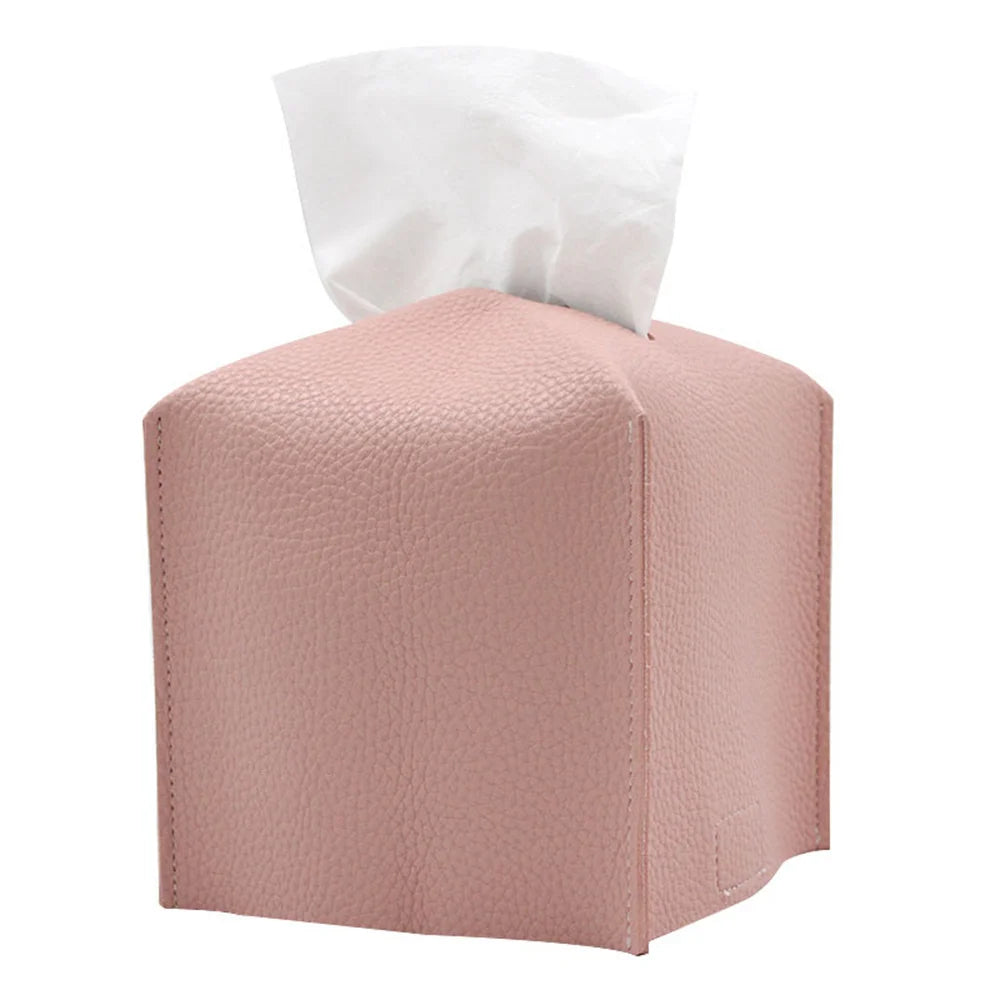 Modern Pu Leather Square Tissue Box Cover Holder-Decorative