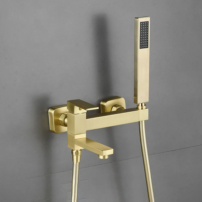 Chrome Black Bath Shower Faucet Wall Mounted Bathtub