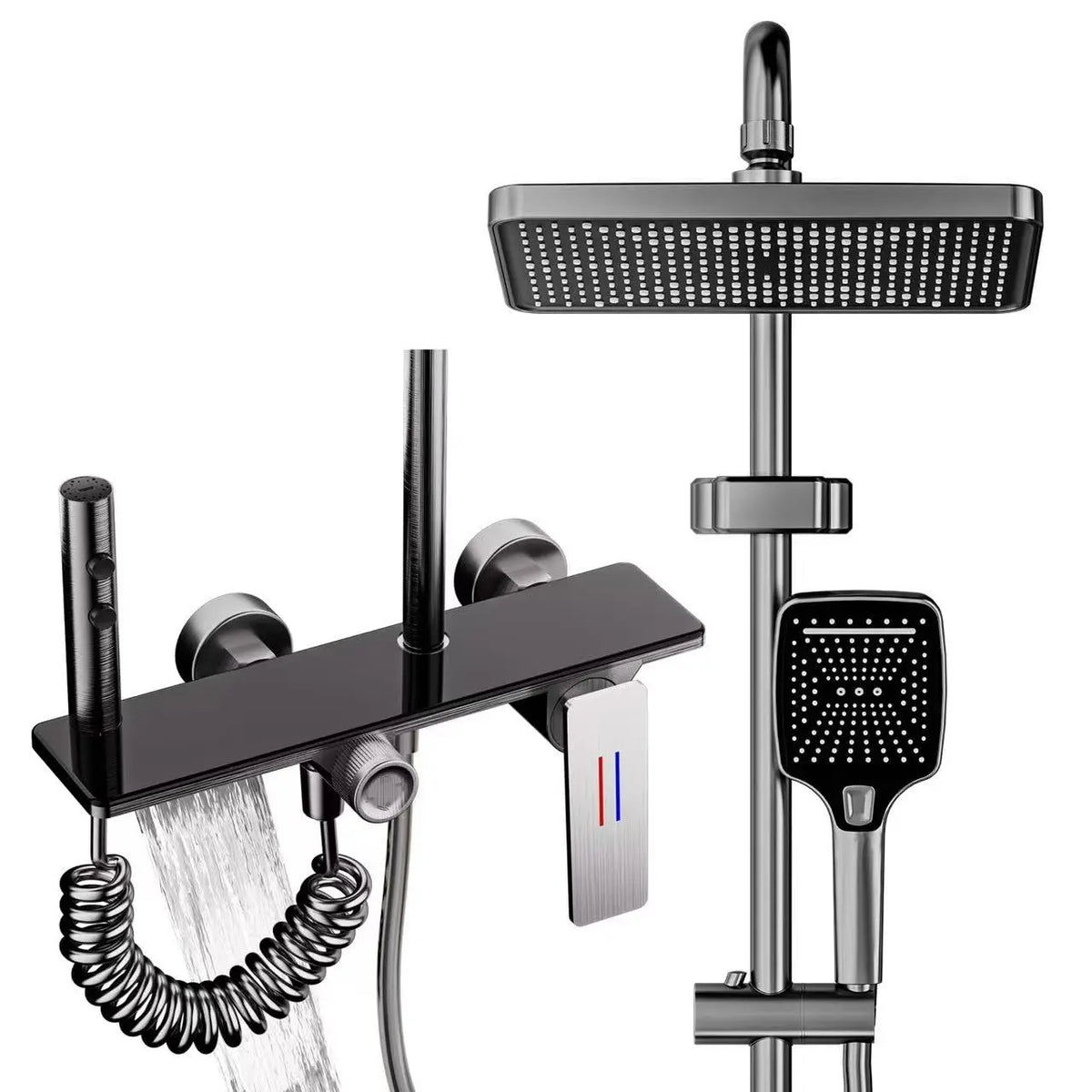 Bathroom Shower Faucet Complete Rain Shower Black Faucet