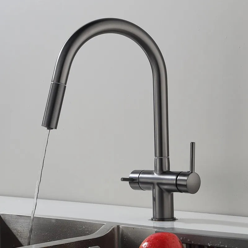 Brushed Nickel Pull Out Filter Faucets Quality Brass