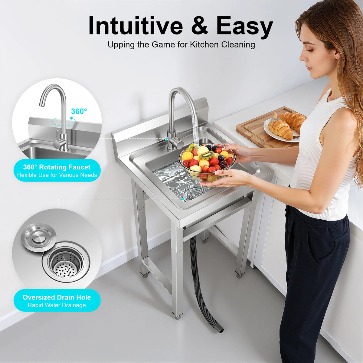 201 Stainless Steel Commercial Sink Floorstanding Commercial Sink