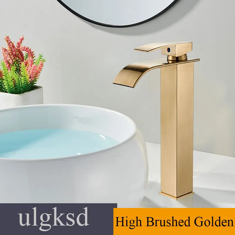 Waterfall Bathroom Basin Sink Faucet Handle Mixer Tap