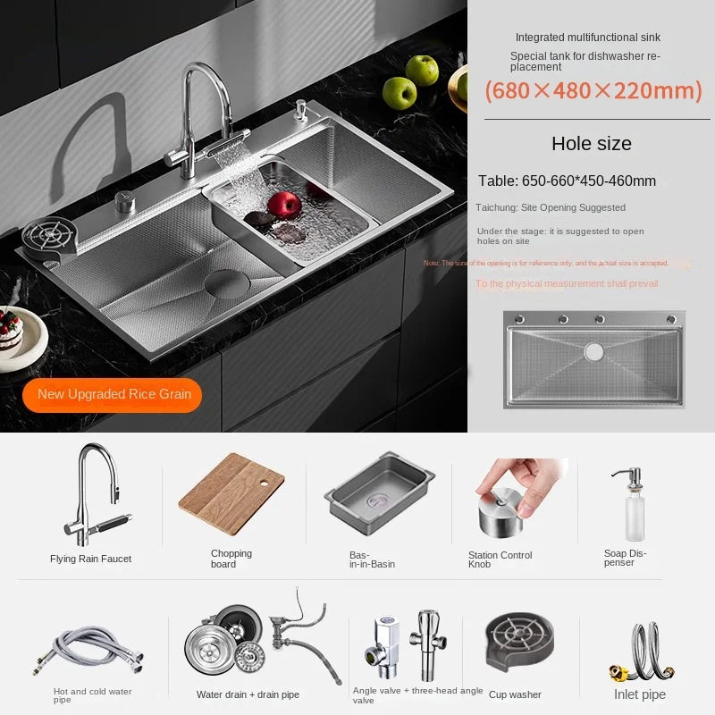 Digital Display Fly Rain Waterfall Large Sink 304