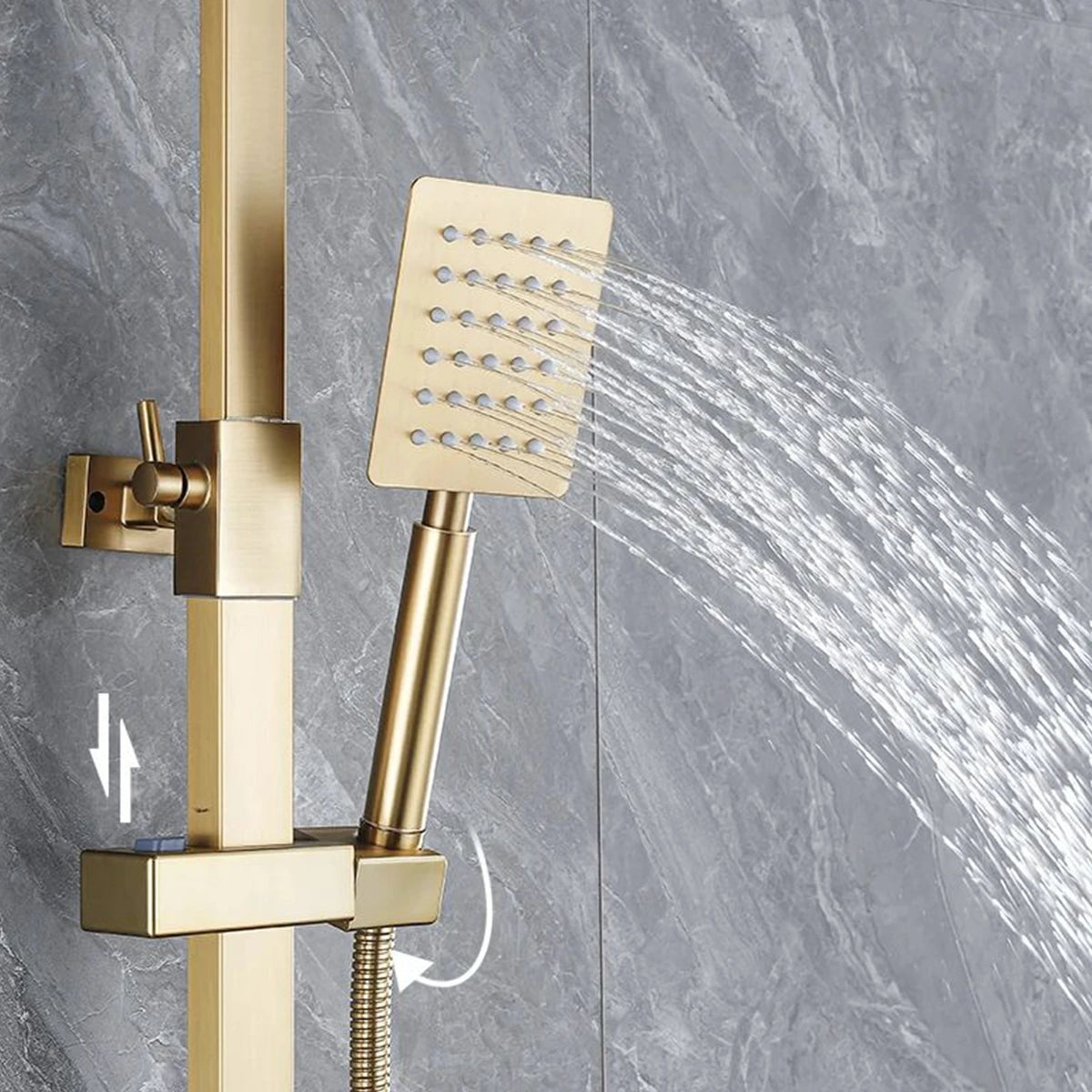 Wall Mount Brushed Gold Bathroom Shower Faucet Bath