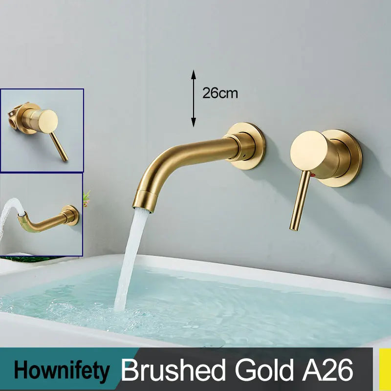 Wall Mount Bathroom Basin Faucet Embedded Split Cold
