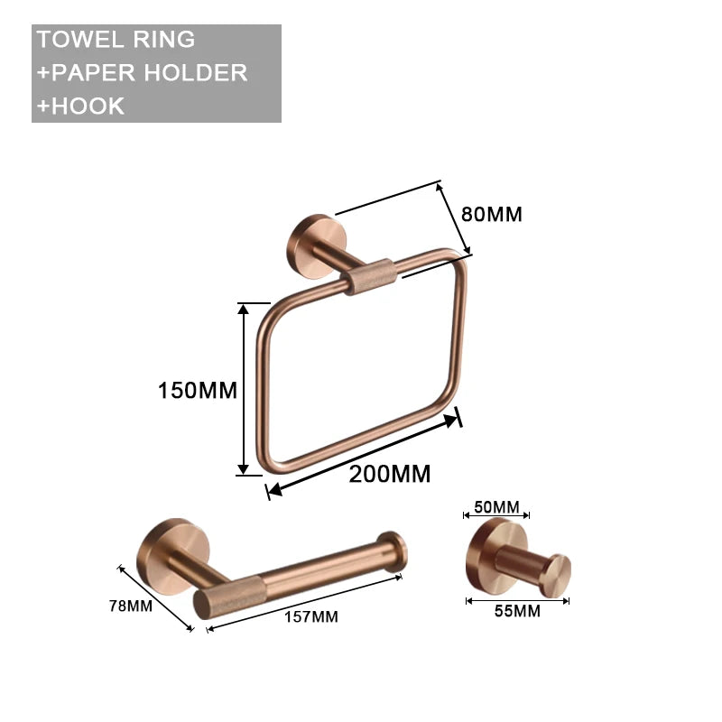 Brushed Rose Gold Toilet Brush Holder Toilet Paper