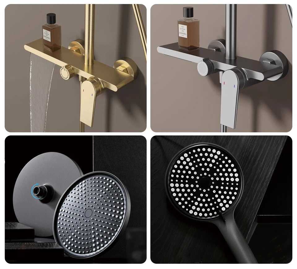 Rose Gold Bathroom Shower System 12 Inch Rain