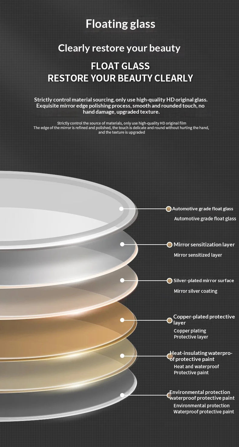 Bathroom Mirror 70 Cm Round Anti-Fog Led Bathroom