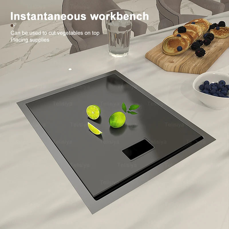 Stainless Steel Hidden Sink Lid Balcony Bar Apartment