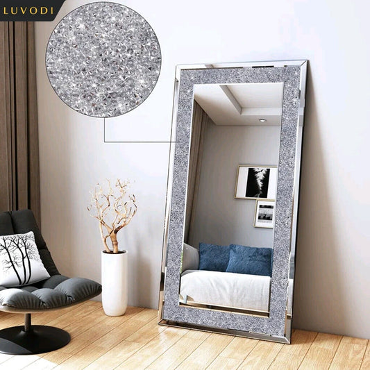 Luvodi Large Silver Sparkly Crystal Rhinestone Diamond Frameless