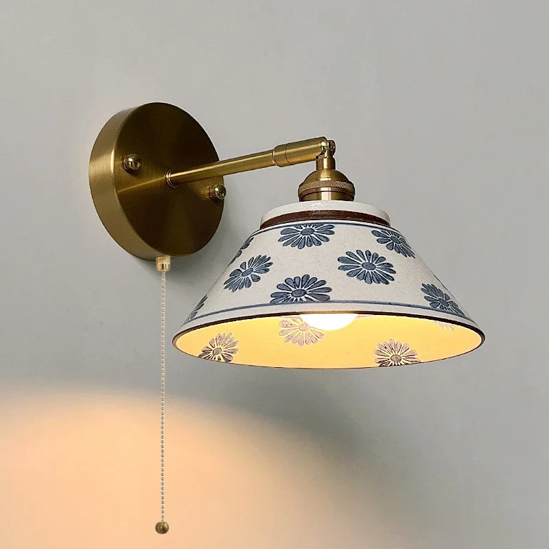 Iwhd Striped Ceramic Led Wall Lamps Bedroom Copper