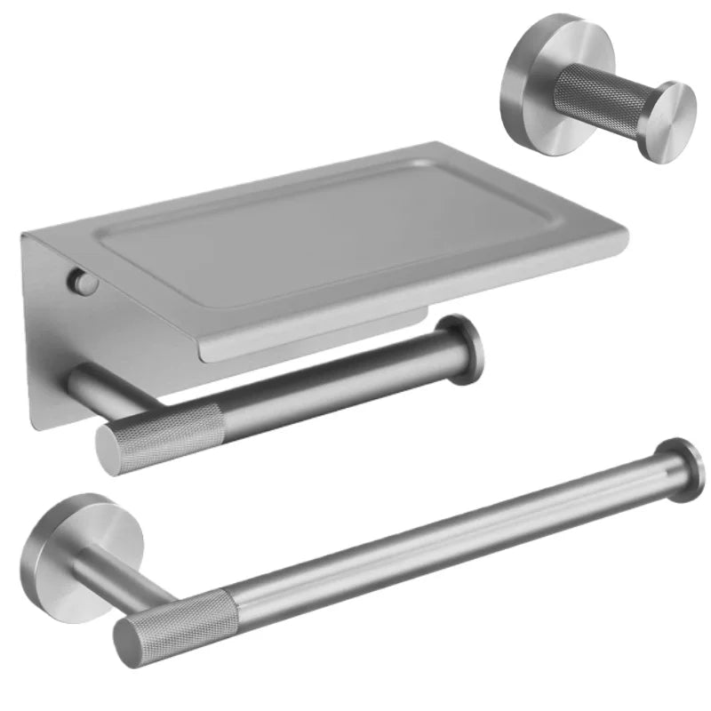 Brushed Nickel Bathroom Wall Mount Bath Shelf Robe