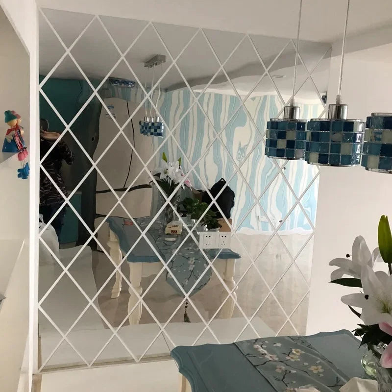 3d Mirror Stickers Acrylic Triangles Self-Adhesive Diamonds Diy
