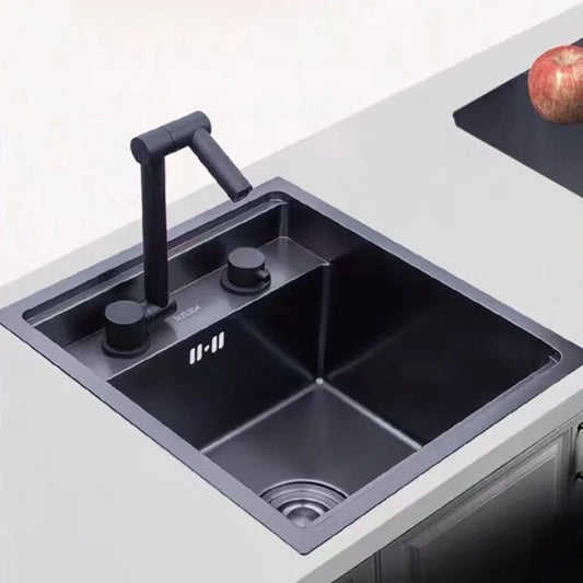 Black 304 Stainless Steel Sink Faucet Concealed Folding