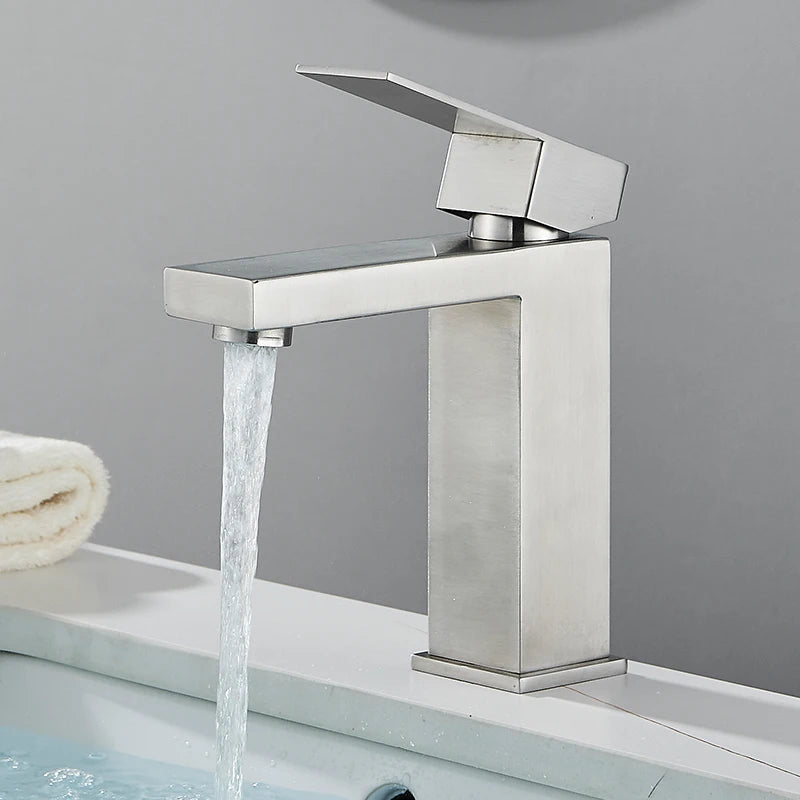 Stainless Steel Bathroom Faucet Deck Mount Basin Sink