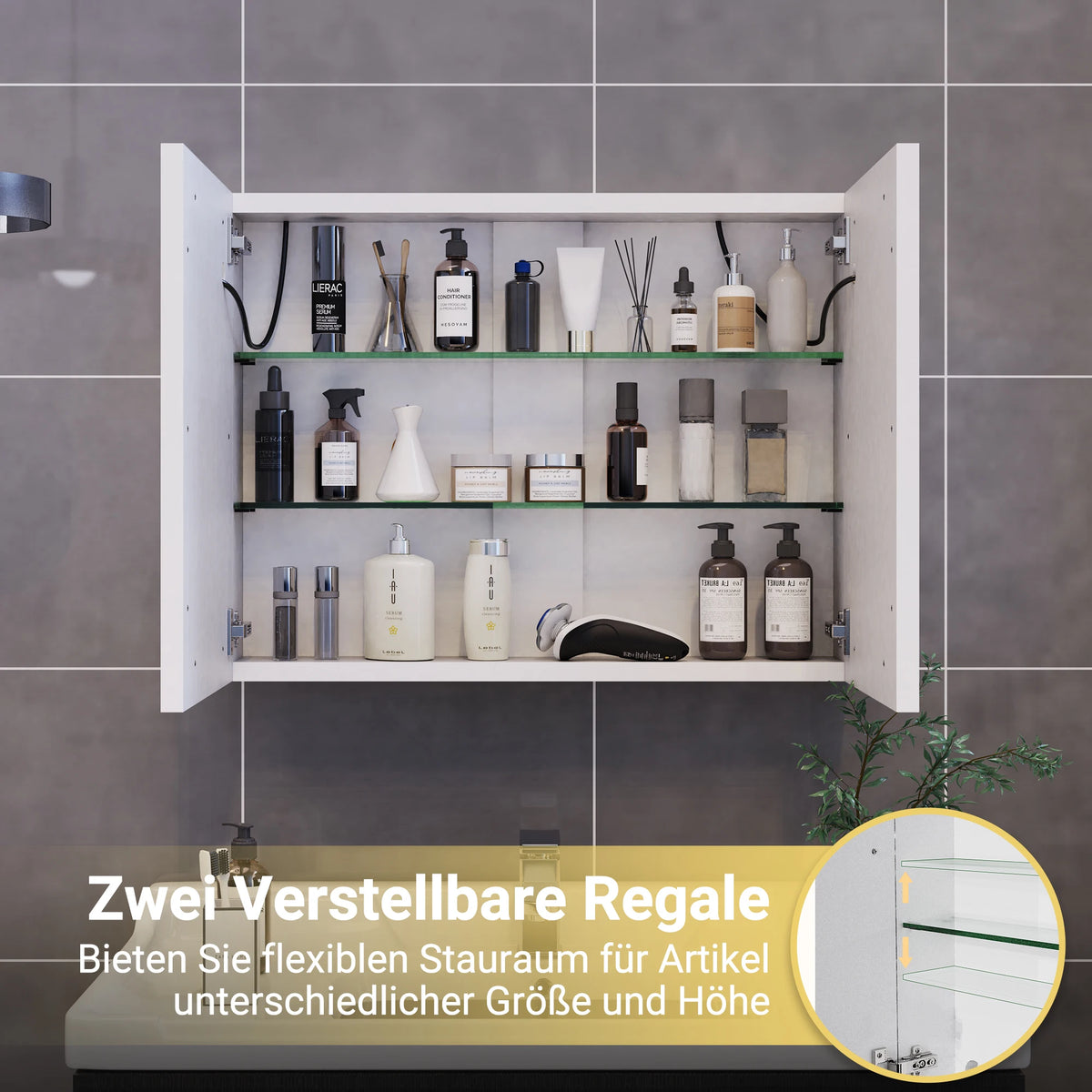 Anajqaqia Bathroom Wall Cabinet Mirror Featuring Led Lighting