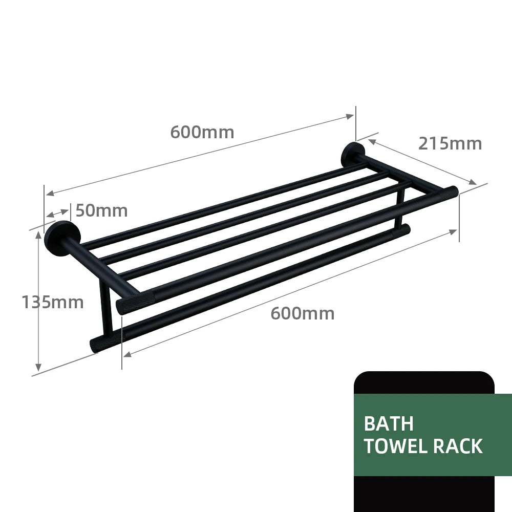 Black Bathroom Brass Knurled Kit Paper Holder Towel