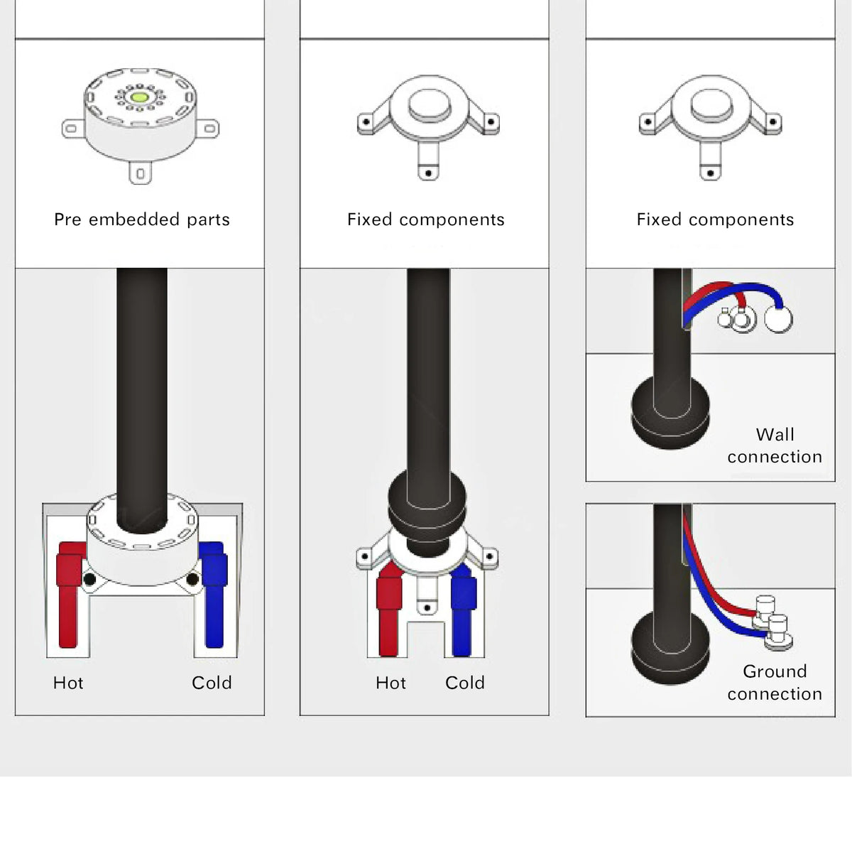 Luxury Black Brass Bathroom Faucet Floor Standing Design