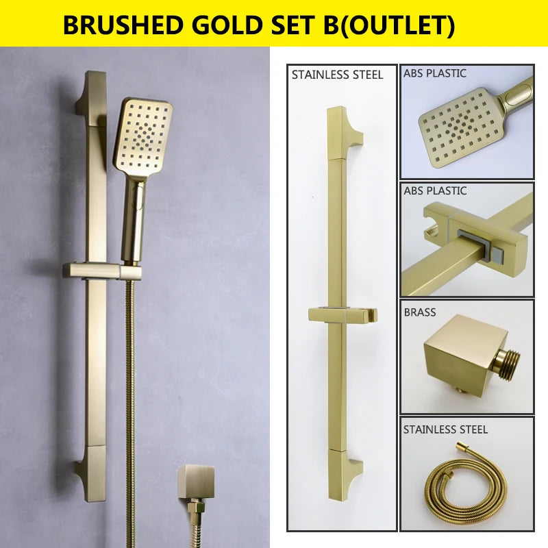 Slide Bar Hand Shower Brushed Matt Gold Functions