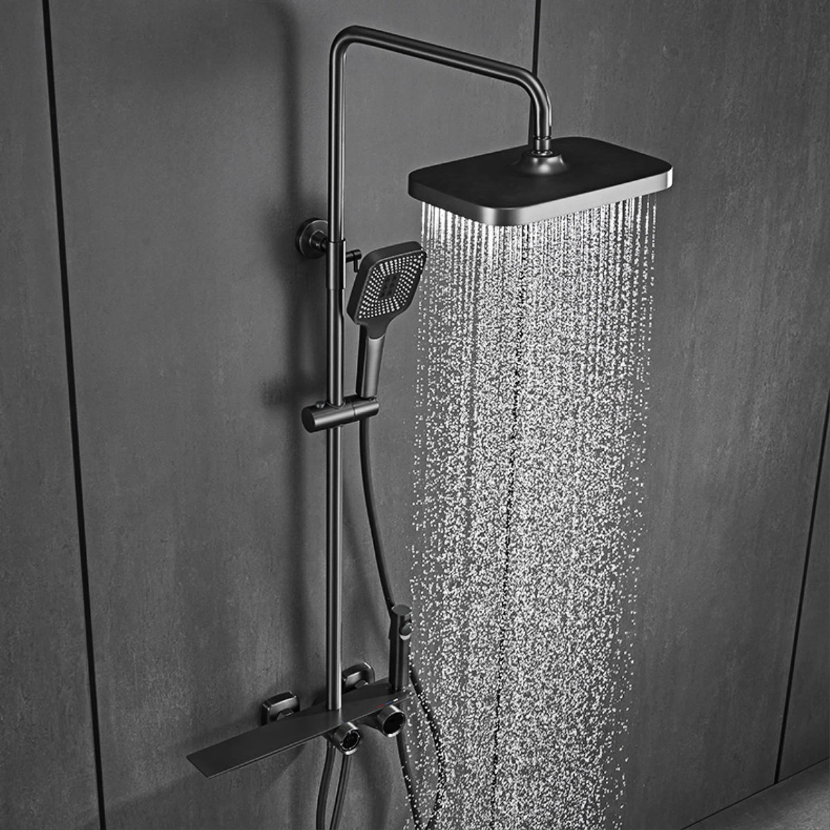 Luxury Gun Gray Brass Bathroom Shower System Digital