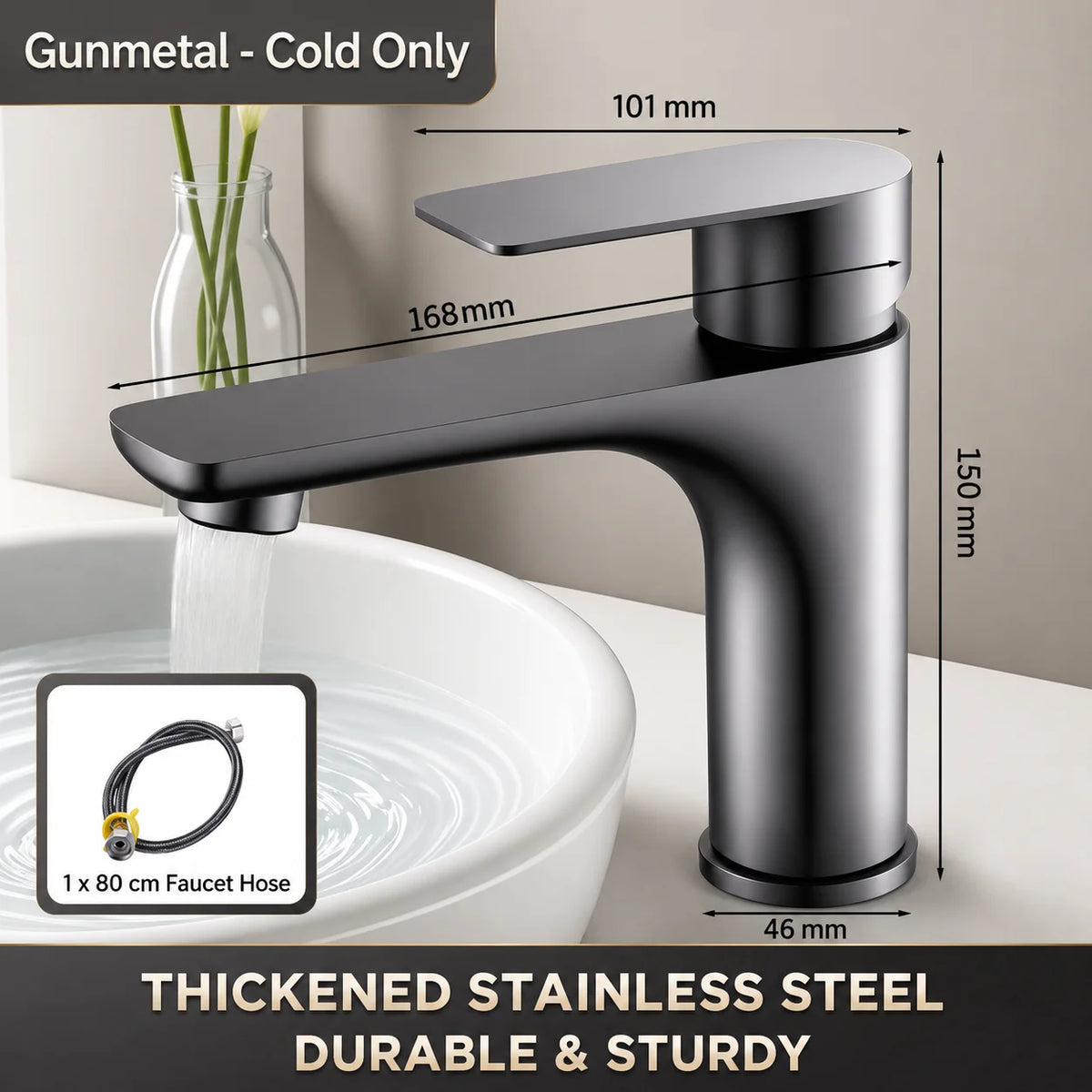 Bathroom Sink Faucet Stainless Steel Cold Mixer Tap