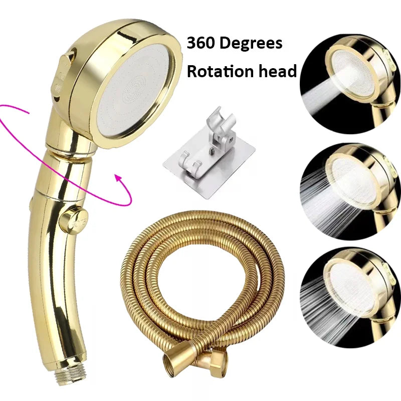 High Pressure Shower Head Hose Holder Gold Modes