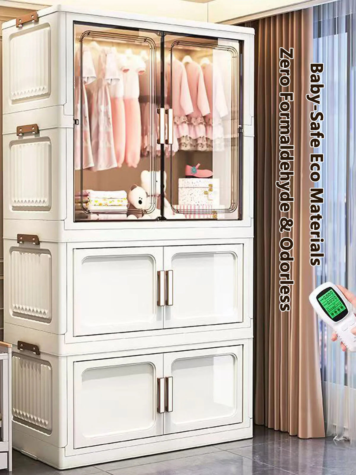 Multi-Functional Folding Storage Cabinet Doors White/Black/Gray