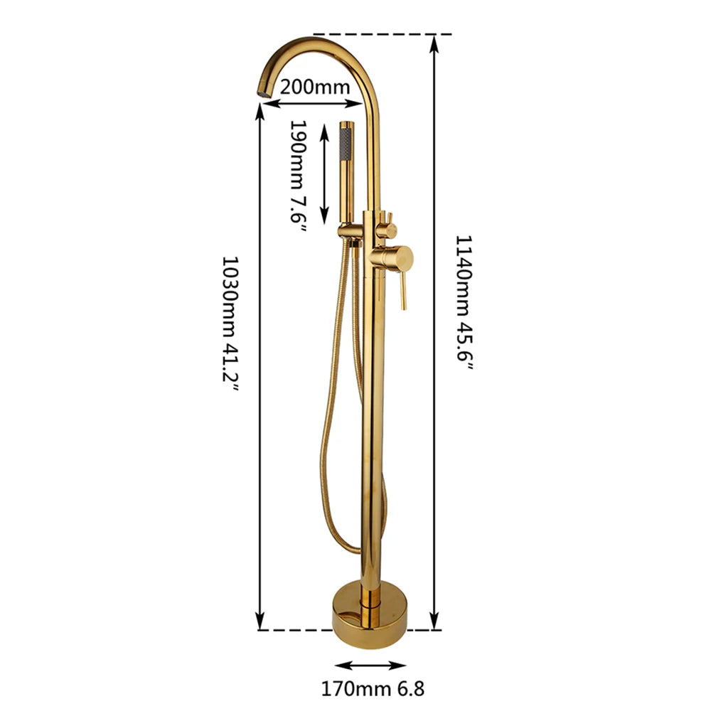 Zappo Standing Tub Shower Faucet Floor Mount Shower