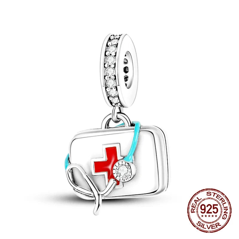 925 Sterling Silver Red Medicine Cabinet Pendant Charms