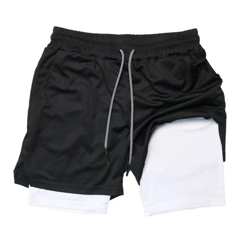 Men Summer Breathable 2-In-1 Double-Layer Compression Shorts
