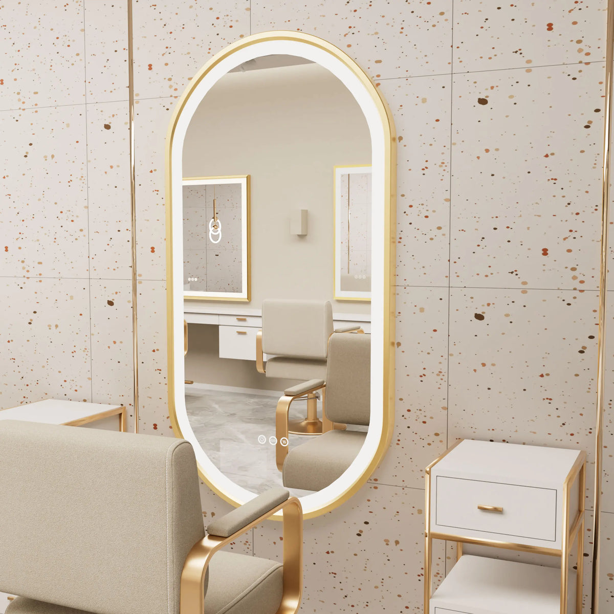 Large Led Oval Bathroom Mirror Stepless Dimmable Lighted