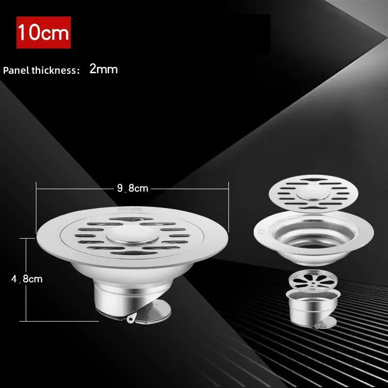 Stainless Steel Floor Drains Shower Anti-Odor Drainer Bathtub
