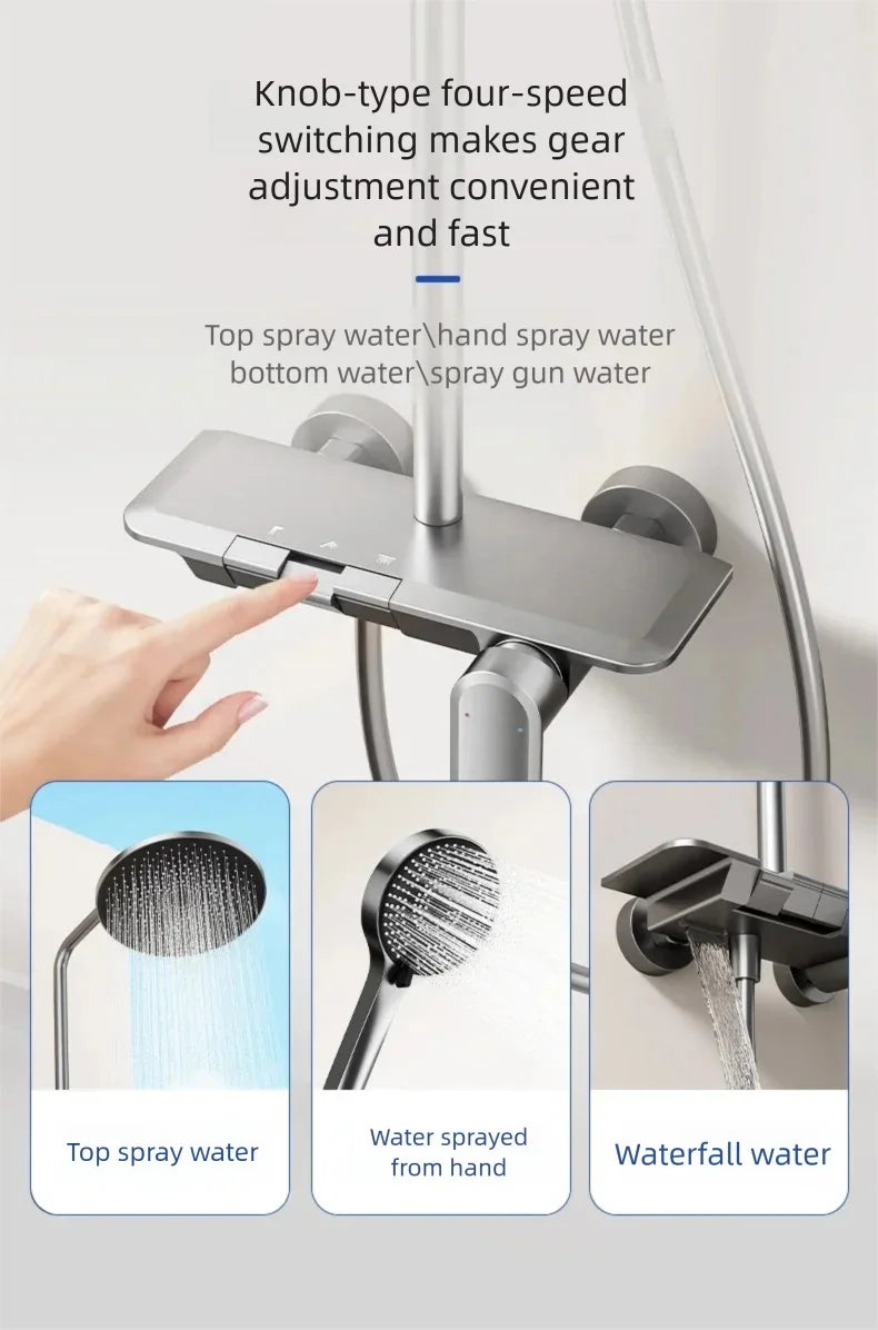 Bathroom Cold Water Boosting Shower Rainfall Pressure Piano