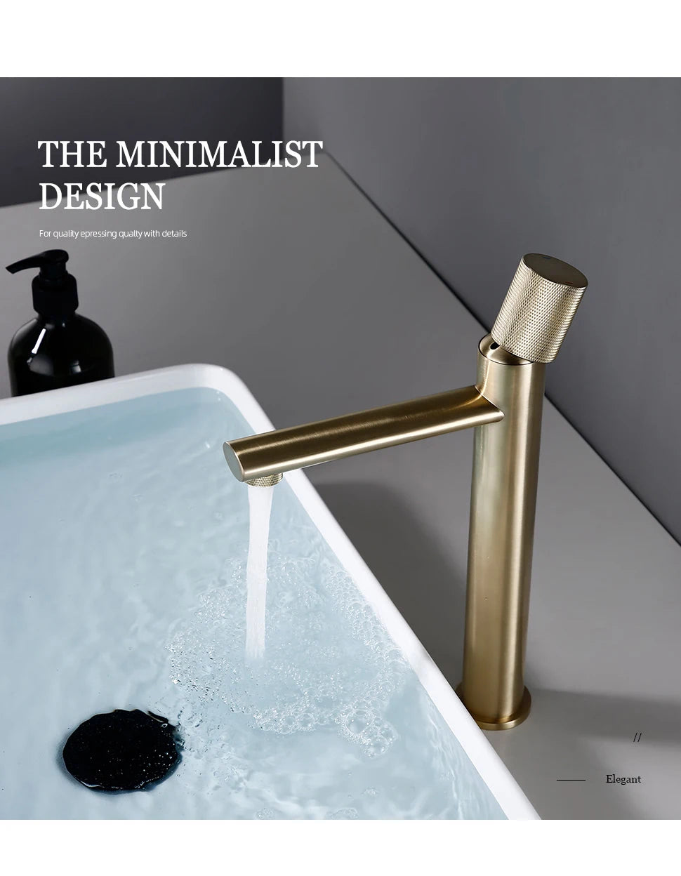 Knurled Faucet Brushed Gold Basin Faucet Bathroom Taps