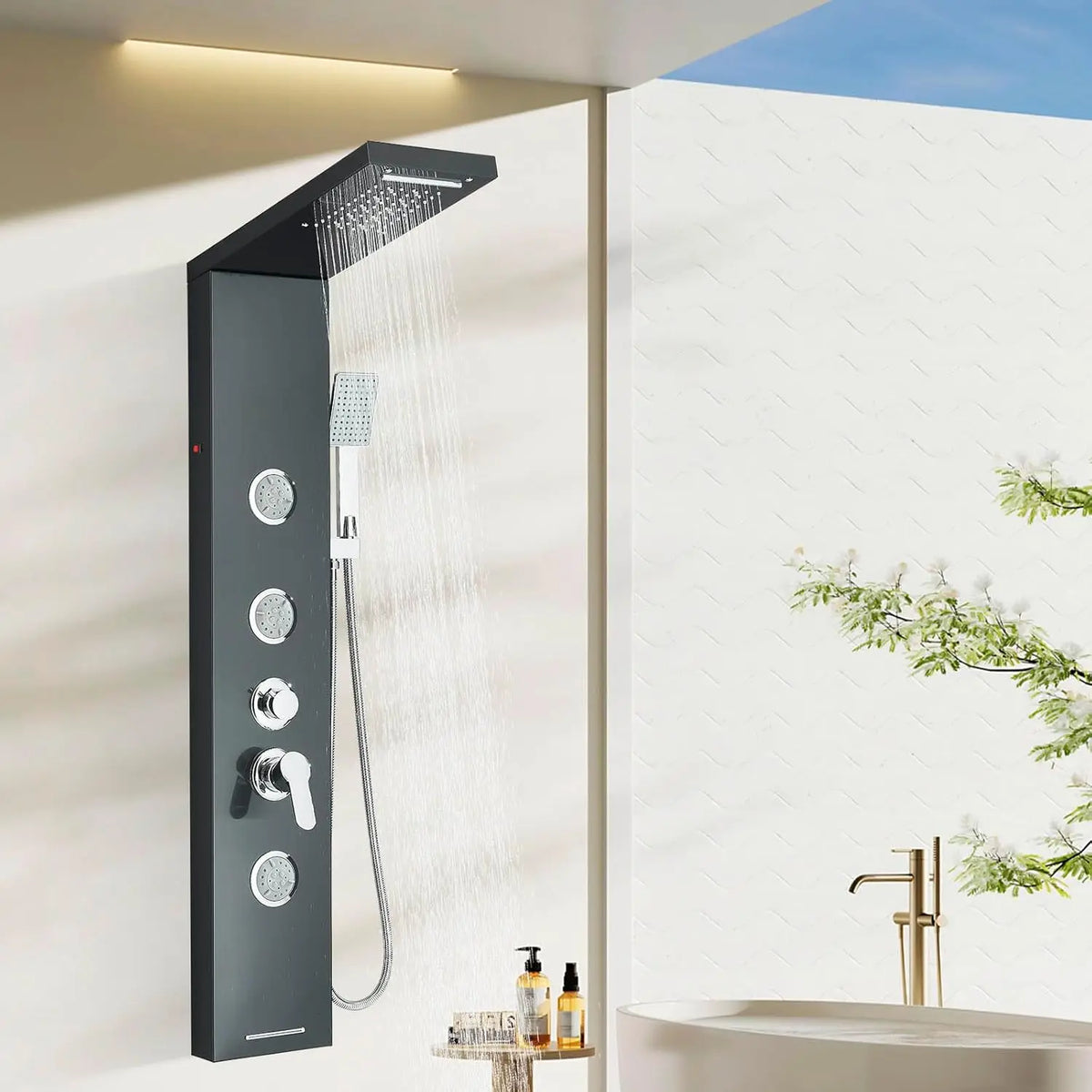 Rain Waterfall Shower Panel Faucet Body Massage Jets